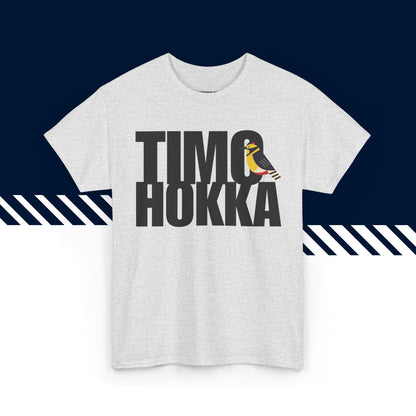 Harmaa hauska paita, Timo Hokka -tekstipainatus, rento malli, suomi t-paidat.