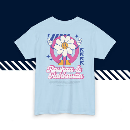 Vaaleansininen puuvillainen suomi paita, hauskat printtipaidat, joulu lahja idea, Rauhaa ja Rakkautta -selkäkuvio, unisex-malli.