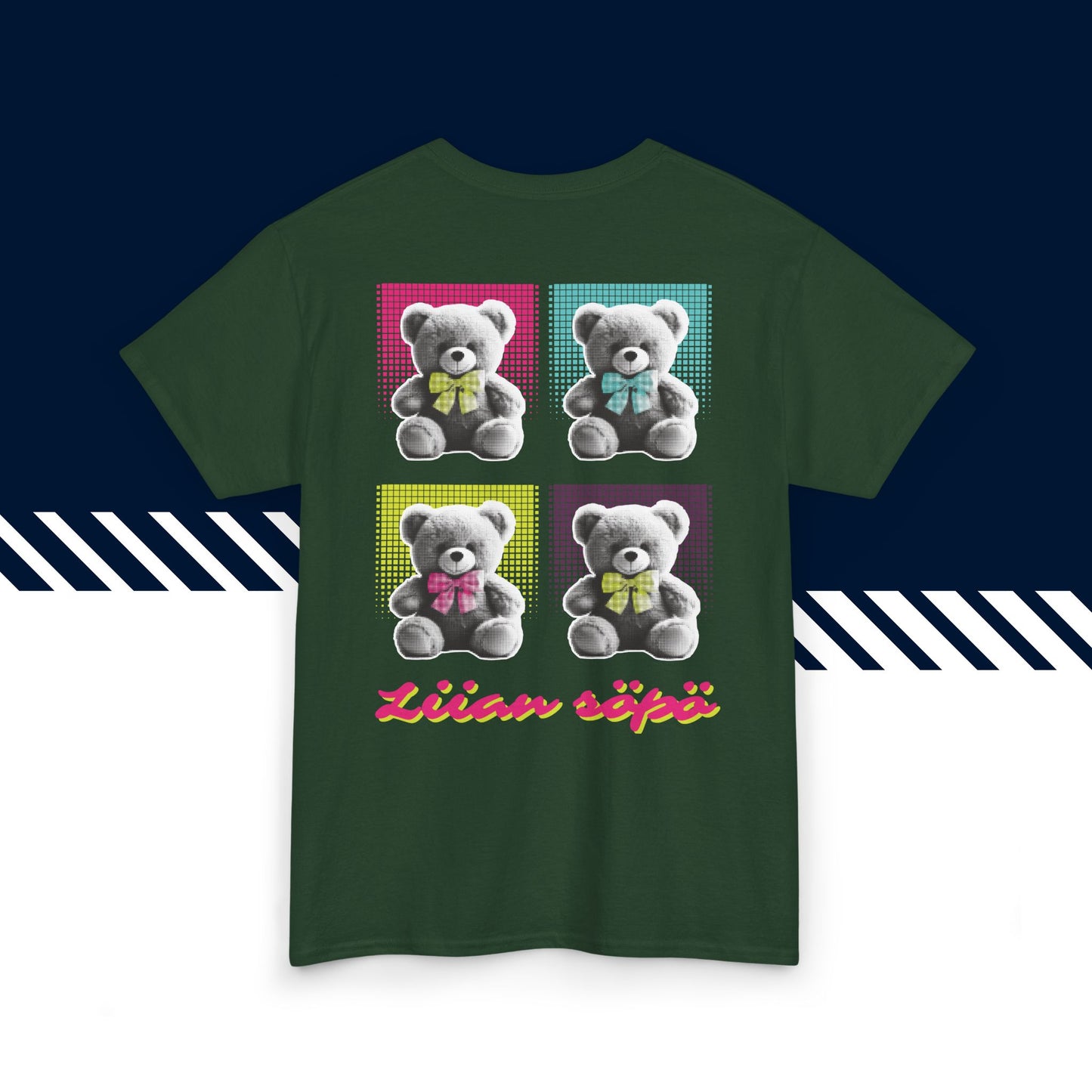 Tummanvihreä 100% puuvillainen suomi paita, hauskat printtipaidat, joulu lahja idea, Liian söpö -selkäkuvio, unisex-malli.