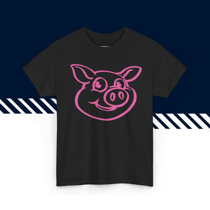 Musta 100% puuvillainen suomi paita, Possu-kuvio, hauskat t-paidat.