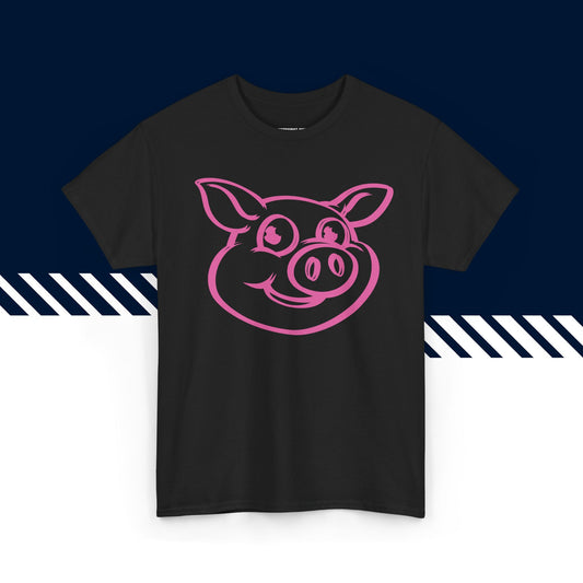 Musta 100% puuvillainen suomi paita, Possu-kuvio, hauskat t-paidat.
