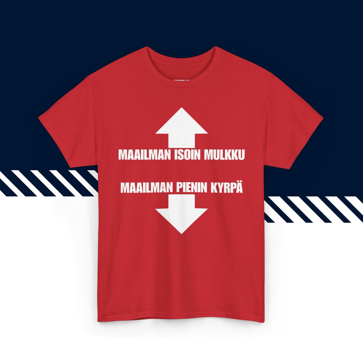 Punainen puuvillainen t-paita, hauskat teksti paidat, Iso mulkku -tekstipainatus, unisex-malli.