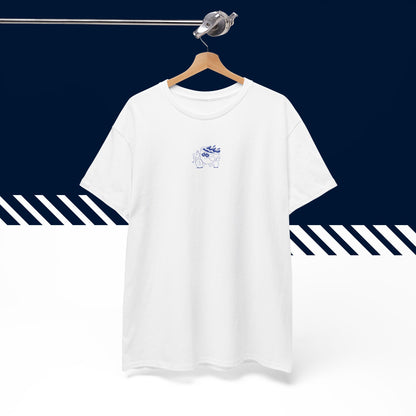 Valkoinen hauskat teksti paidat Aamukahvi -pieni etupainatus henkarilla, unisex-malli.