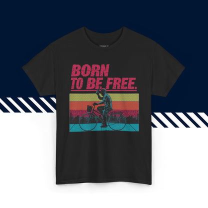 Musta 100% puuvillainen t-paita, hauskat paidat, Born to be free -tekstipainatus, unisex.