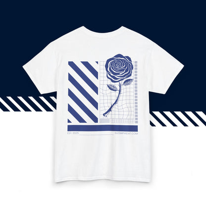 Valkoinen 100% puuvillainen hauskat paidat, suomi t-paidat, suomipaidat.comin Ruusupaita -selkäpainatus, unisex-malli, t-paita lahjaksi.