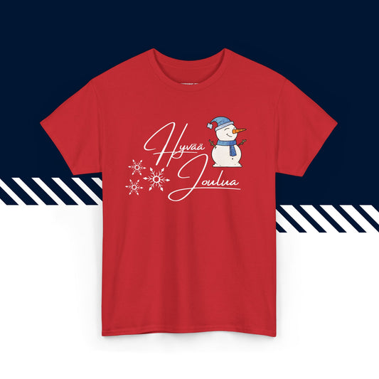 Punainen 100% puuvillainen hauskat paidat, suomi t-paidat, suomipaidat.comin Ho Ho Ho -jouluteksti, unisex-malli, joulu lahja idea.