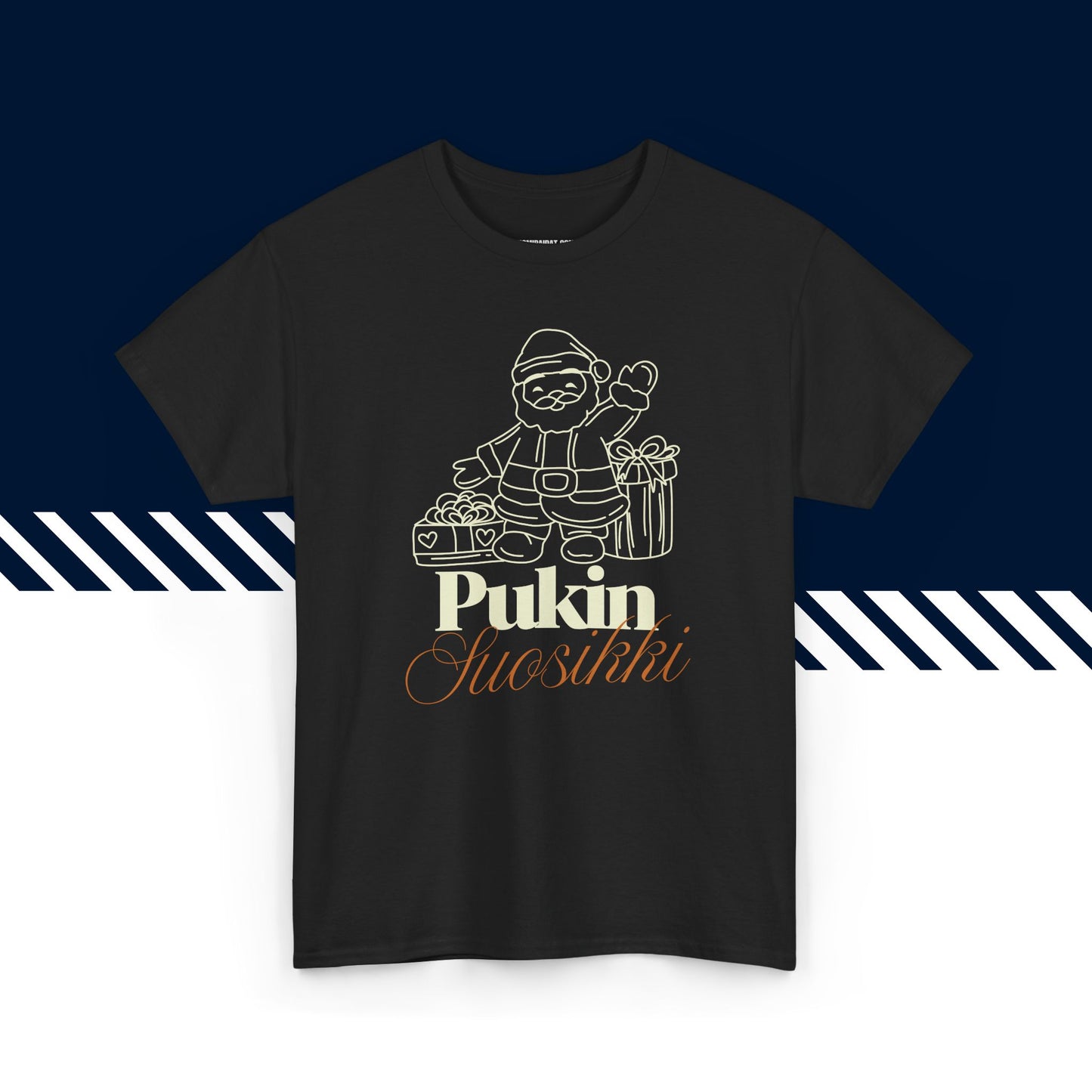 Musta 100% puuvillainen hauskat paidat, suomi t-paidat, suomipaidat.comin Pukin suosikki -teksti ja kuvio, unisex-malli, joulu lahja idea.