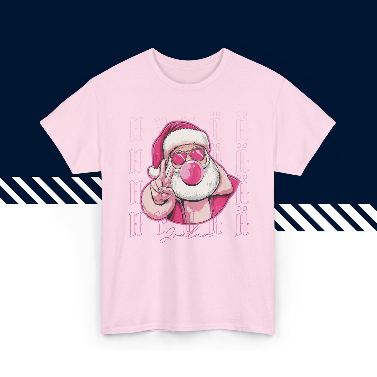 Pinkki puuvillainen hauskat printtipaidat, suomi paidat, Pinkki pukki -kuvio, unisex-malli.