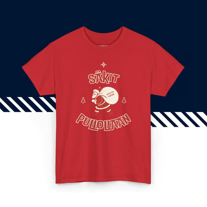 Punainen 100% puuvillainen hauskat t-paidat, t paidat hauskat tekstit, Säkit pullollaan -teksti, unisex-malli.