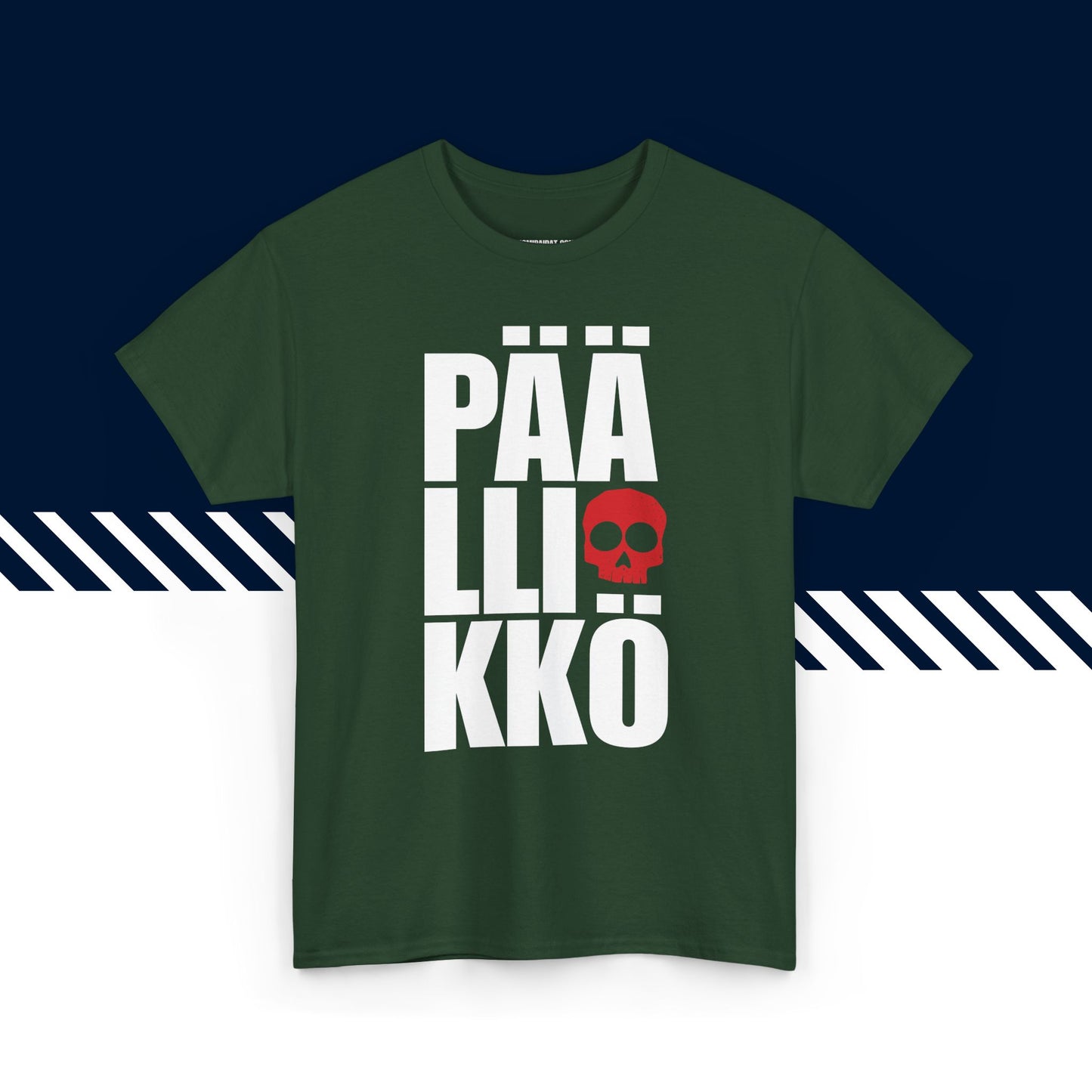 Tummanvihreä puuvillainen t-paita, hauskat teksti paidat, Päällikkö-tekstipainatus, unisex-malli.