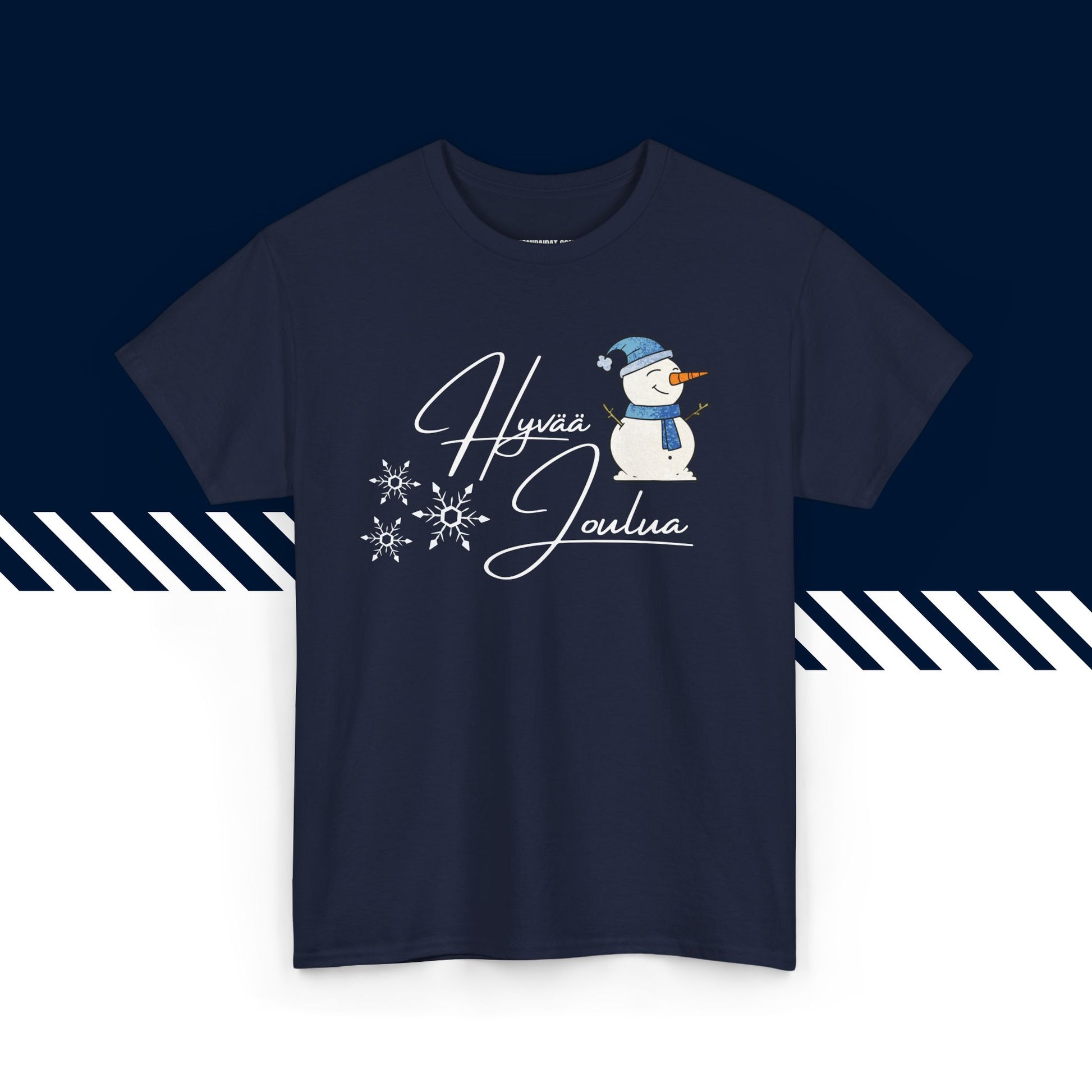 Tummansininen puuvillainen hauskat t-paidat, t paidat hauskat tekstit, Ho Ho Ho -teksti, unisex-malli.