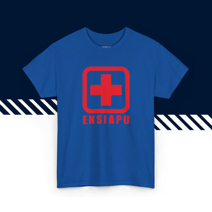 Sininen 100% puuvillainen suomi paidat, Ensiapu-teksti ja kuvio, rento malli.