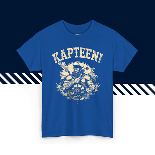 Sininen 100% puuvillainen Kapteeni t-paita, hauskat paidat, rento unisex-malli.
