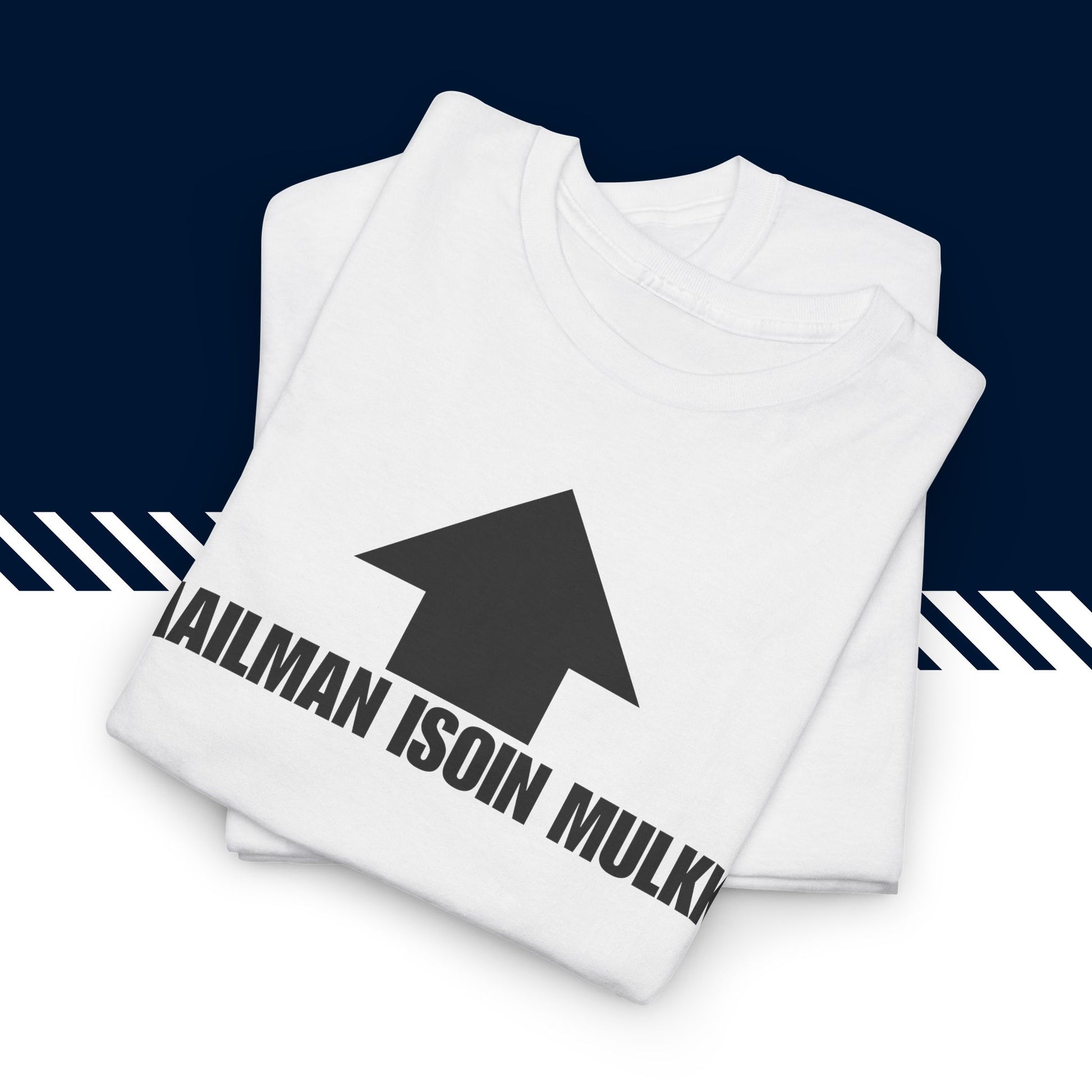 Valkoinen puuvillainen hauskat printtipaidat, Iso mulkku t-paita, taitettuna, 100% puuvilla.