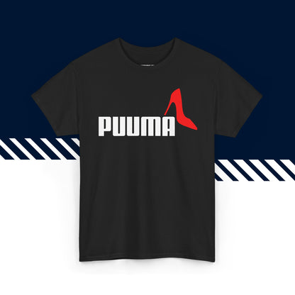 Musta 100% puuvillainen suomi paidat, Puuma-kuvio, rento malli.