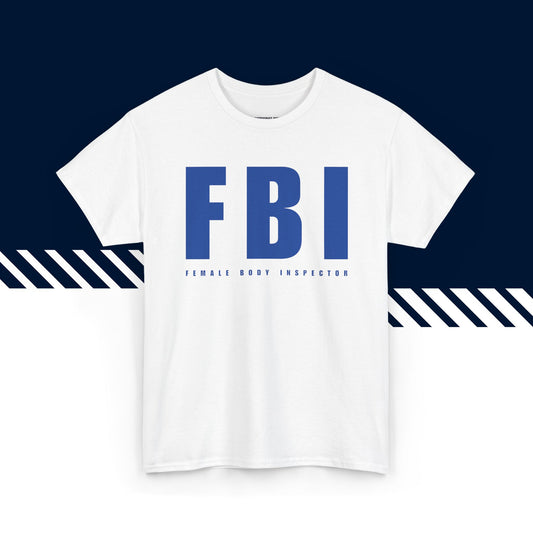 Valkoinen 100% puuvillainen suomi paita, FBI-tekstipainatus, hauskat t-paidat.