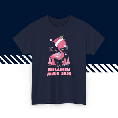 Tummansininen puuvillainen suomi paidat, hauskat printtipaidat, Erilainen joulu -kuvio, unisex-malli.