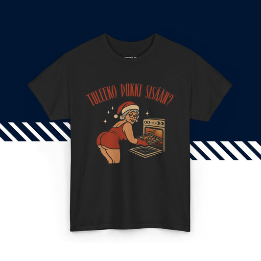 Musta 100% puuvillainen hauskat paidat, suomi t-paidat, suomipaidat.comin Joulufiilis aktivoitu -jouluteksti, unisex-malli, joulu lahja idea.