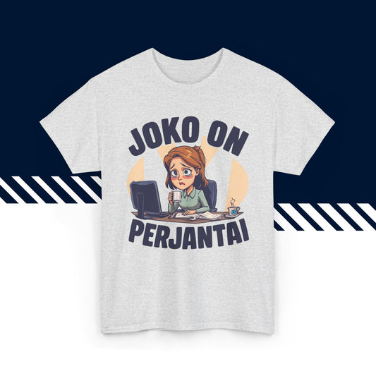 Harmaa t-paita naisille, hauskat paidat, Joko on perjantai -tekstipainatus, rento malli.