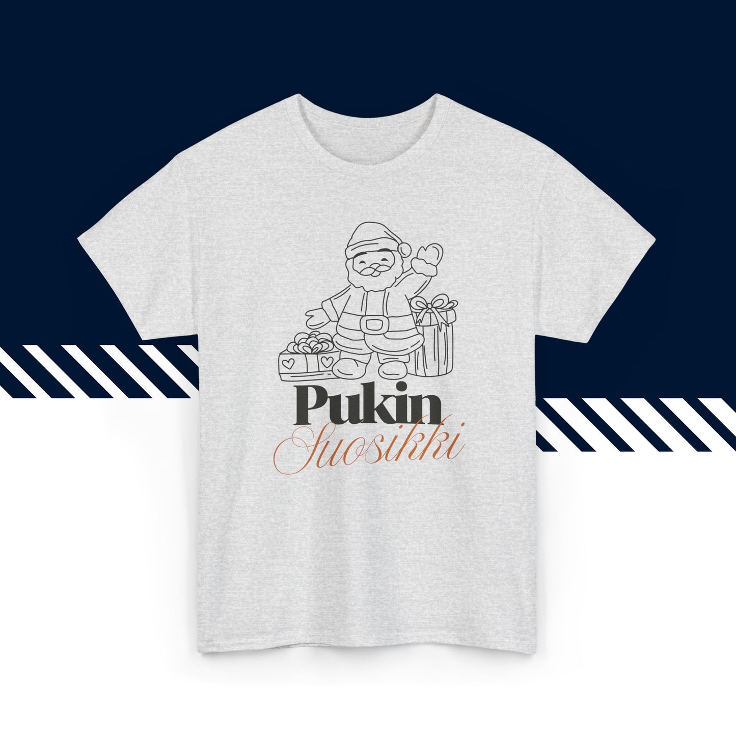 Harmaa hauskat teksti paidat, t paidat hauskat tekstit, suomalainen katumuoti paita painatus, Pukin suosikki -tekstipainatus, unisex-malli.