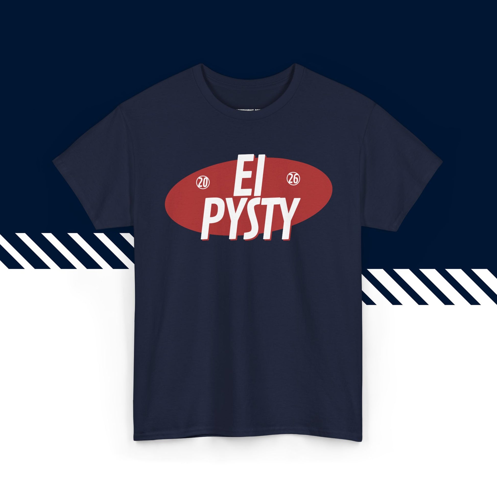 Tummansininen puuvillainen suomi paidat, miesten hauskat paidat, Ei pysty -kuvio, unisex-malli.