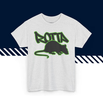 Harmaa hauska paita, Rotta-kuvio, rento malli, suomi t-paidat.