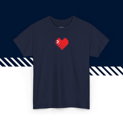 Tummansininen 100% puuvillainen suomi paidat, Pikselisydän-kuvio, rento malli.
