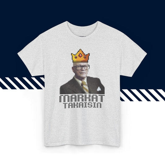 Harmaa hauska paita, Pikselikekkonen-tekstipainatus, rento malli, suomi t-paidat.