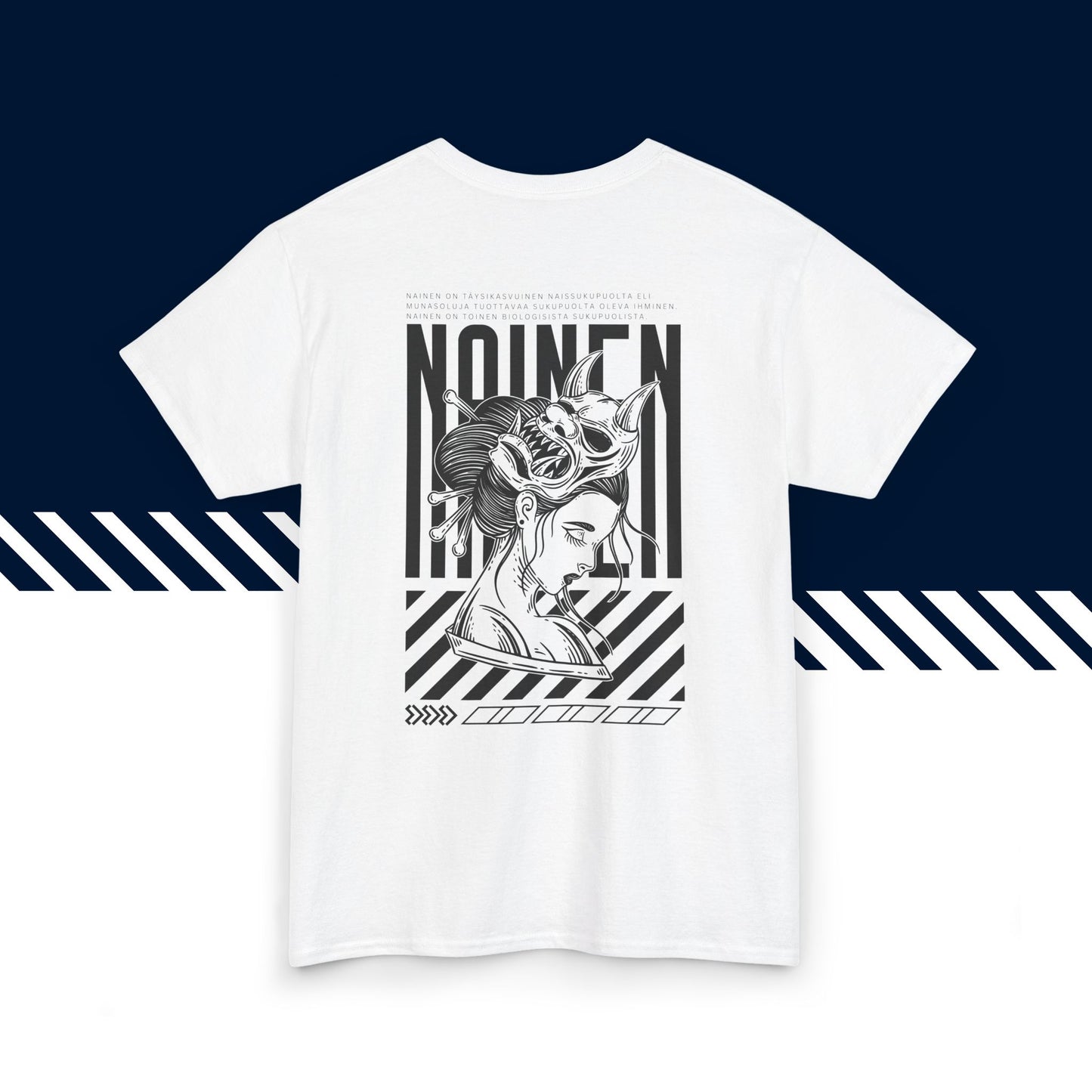 Valkoinen 100% puuvillainen hauskat paidat, suomi t-paidat, suomipaidat.comin Nainen -selkäpainatus, naisten ja unisex-malli, t-paita lahjaksi.