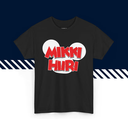 Musta 100% puuvillainen suomi paita, Mikki Hiiri -teksti ja kuvio, hauskat t-paidat.