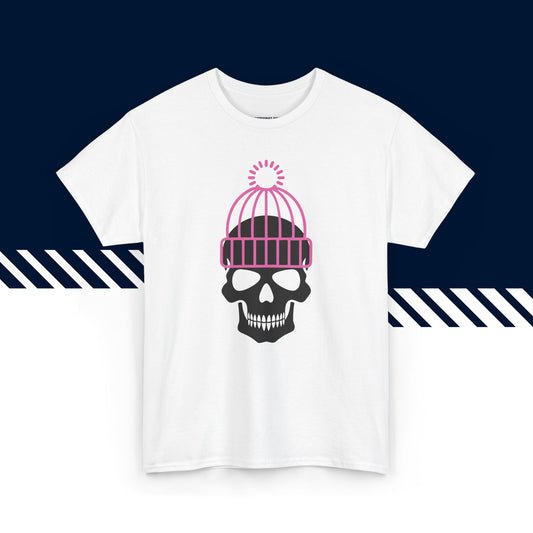 Valkoinen 100% puuvillainen suomi paita, Pipokallo-kuvio, hauskat t-paidat.